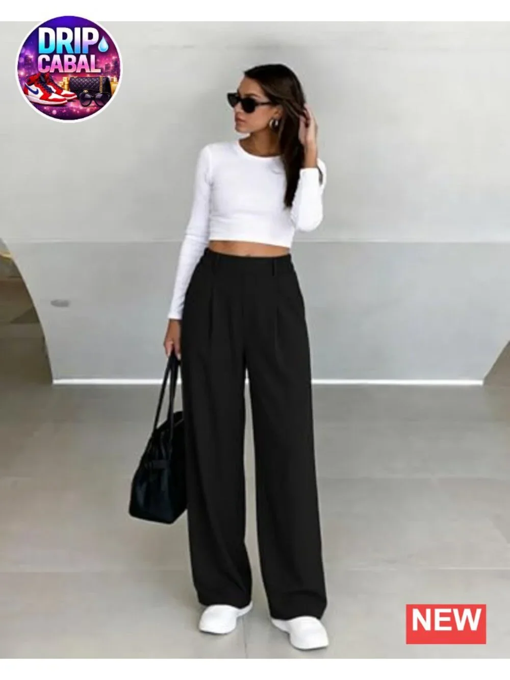 Women's Wide Leg Dress Pants Stretchy High Rise Work Trousers with Pockets